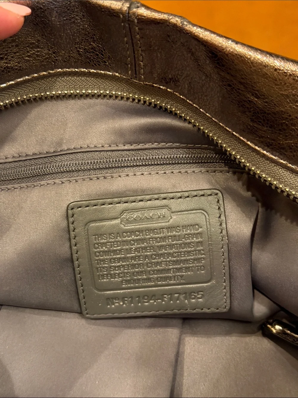 Coach Metallic gray Leather Shoulder Bag